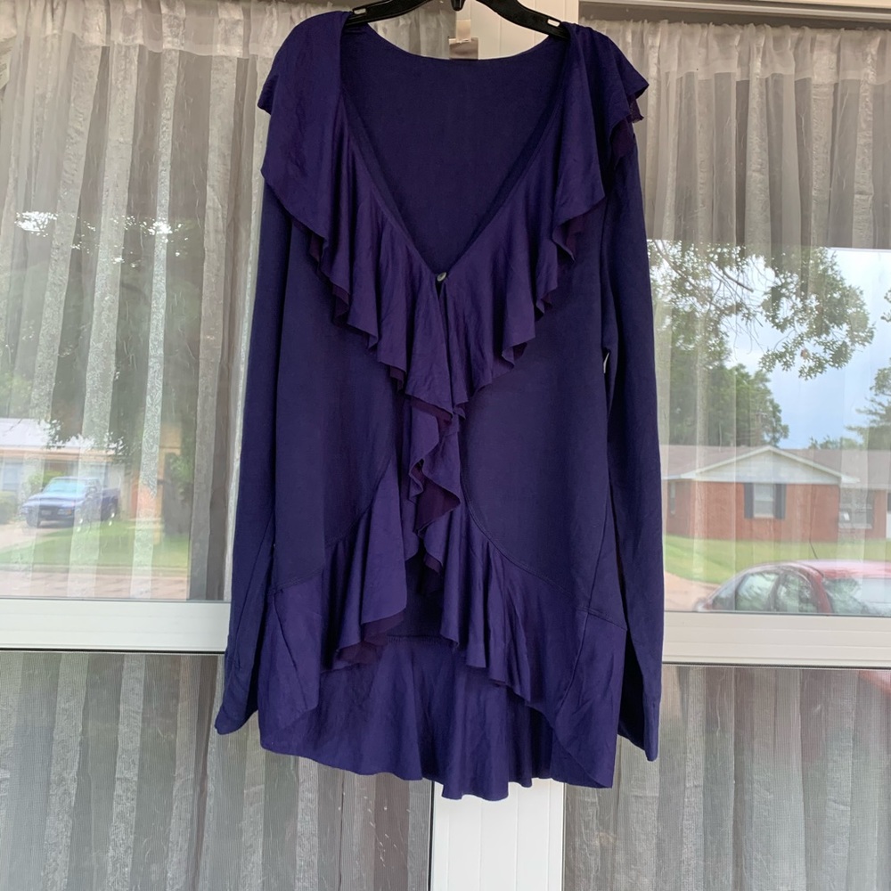 Meesh & Mia long sleeved ruffled front cardigan